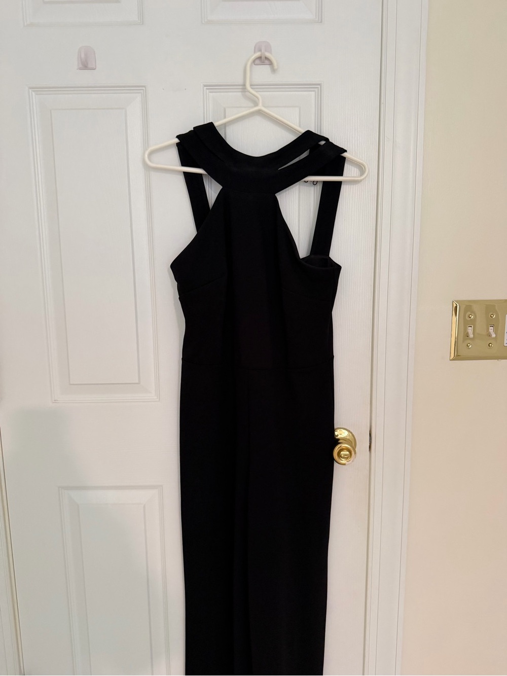 bebe Black Halter Jumpsuit with Cutout Neckline